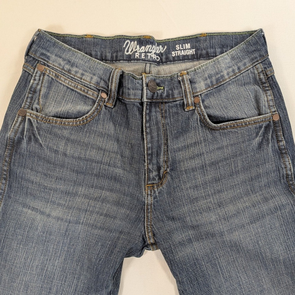 Wrangler Jeans Mens 32x32 Blue Denim Retro Slim Straight Boot Cowboy Western Y2k - Picture 3 of 12